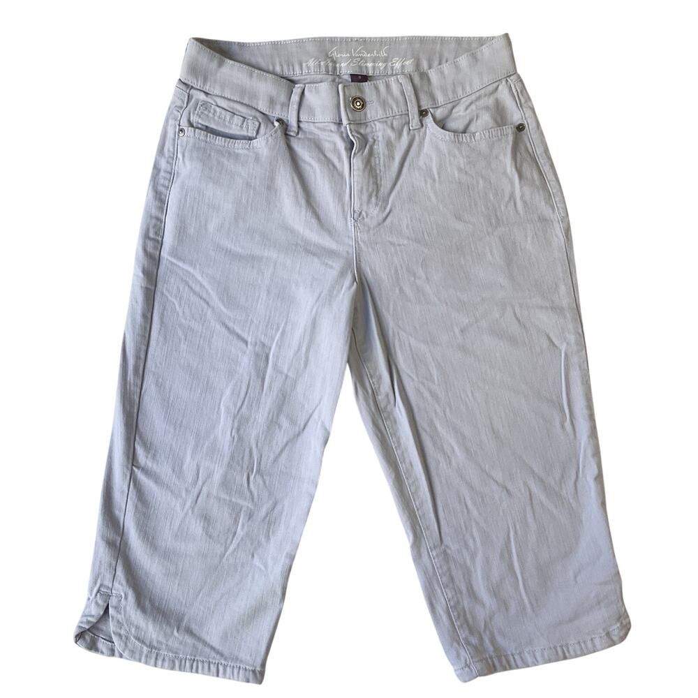 Gloria Vanderbilt Women Pants 8 Light Blue Skimmer Twill Capri 16" Inseam & 29"
